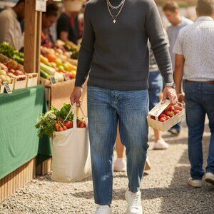 MFG Marithe Francois Girbaud Mens Baggy Cargo Blue Jeans Size 40 Distressed